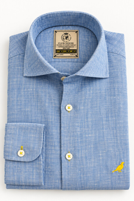 Camisa Lino Nogal Washed Sky