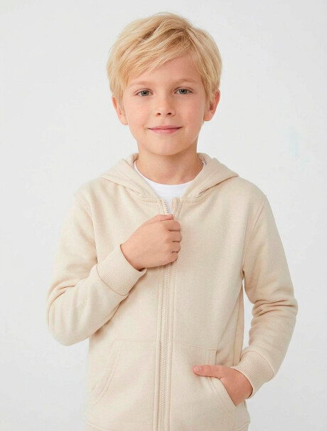 CAMPERA INFANTIL CON CAPUCHA BEIGE