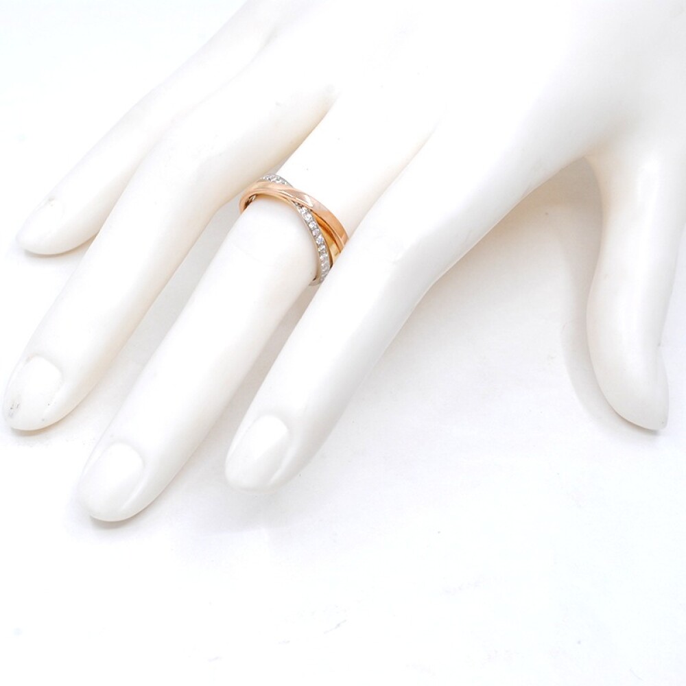 Anillo triple alianza en 3 tonos de oro 18k una de ellas con brillantes Anillo triple alianza en 3 tonos de oro 18k una de ellas con brillantes