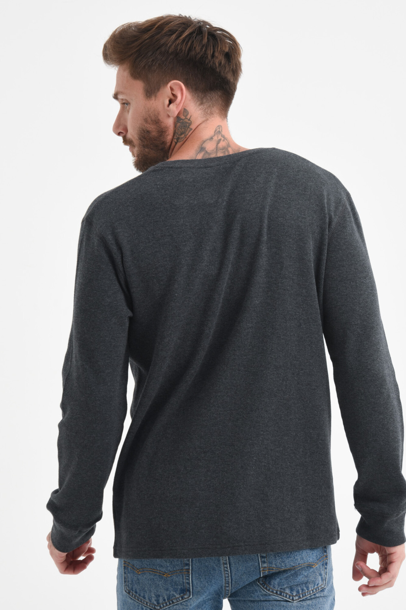 Camiseta manga larga textura - Gris oscuro — BAS
