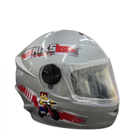 CASCO INTEGRAL NIÑO MIXS BLOCKS PLATEADO