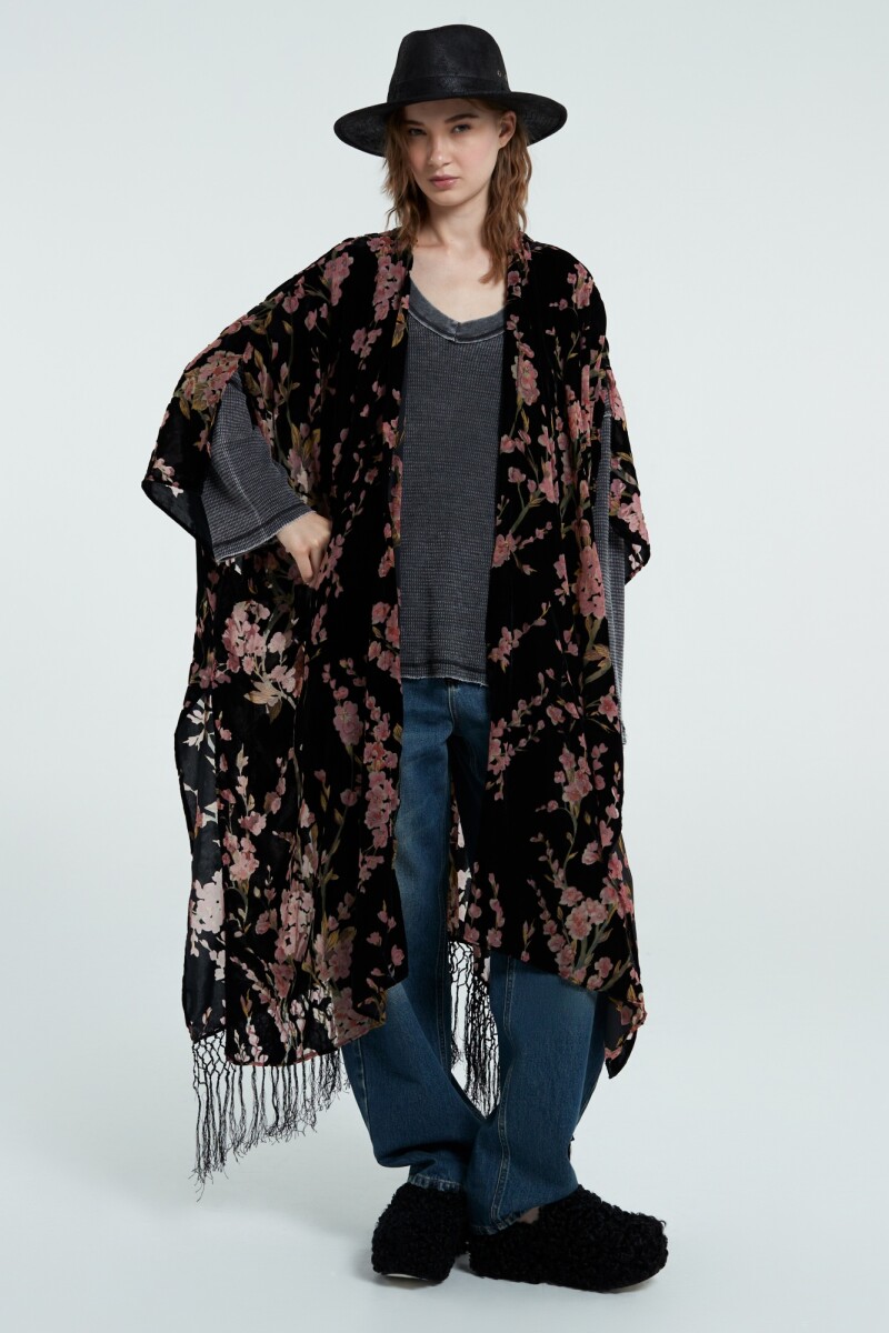 HOLIDAY GARDEN KIMONO Negro