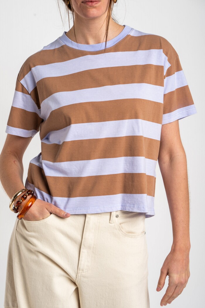 Remera Rayada Algodón Lila