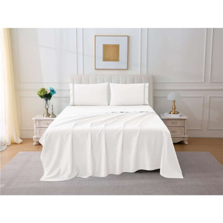 Jgo Sabana Bordado Alg 200H Twin 90X190+30Cm Blanco