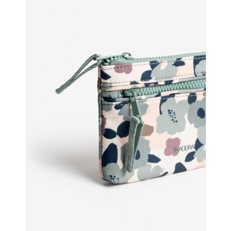 Monedero Nylon Con Bolsillo Estampado Flores