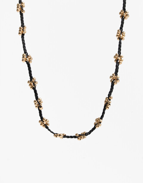 Collares Cortos Cordón Collar Corto Cordón Y Flores - Dorado