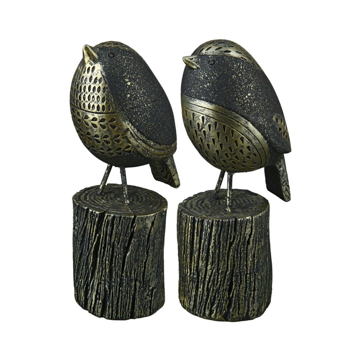PAJAROS DECORATIVO RESINA 10x7x18CM NEGRO/DORADO 