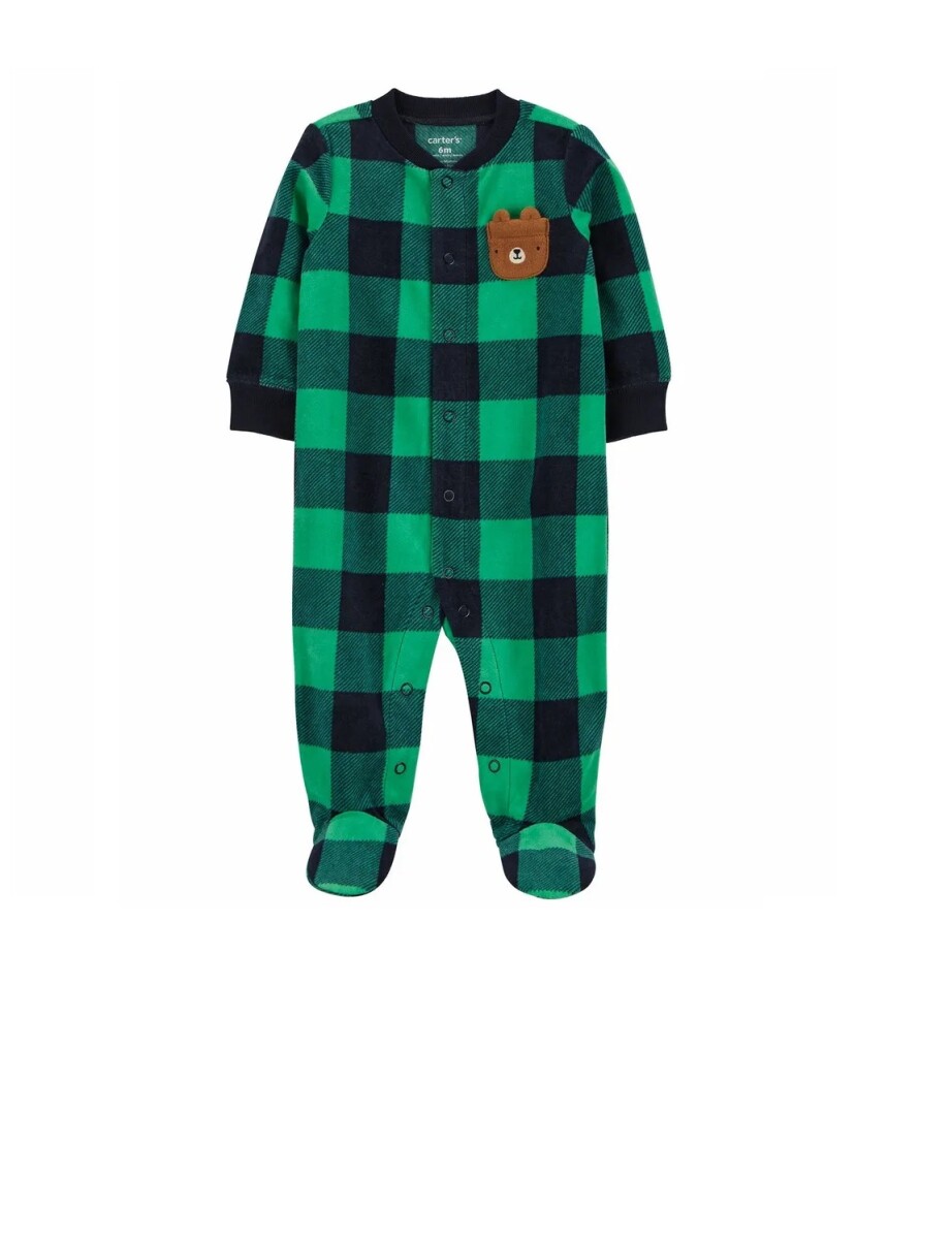 Enterito Carters Micropolar cuadrille oso Verde RN 