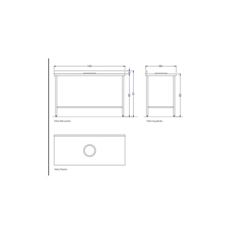 Mesada de Desechos de Acero Inoxidable 140 x 60 x 85 cm Mesada de Desechos de Acero Inoxidable 140 x 60 x 85 cm