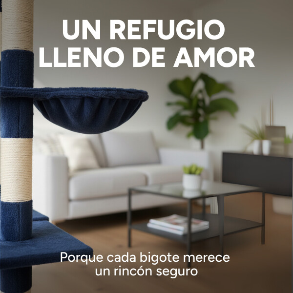 Rascador Torre 5 Niveles En Felpa Y Sisal Para Gato Juego Color Azul
