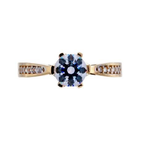 Anillo de oro 18 ktes con circonias, SOLITARIO. Anillo de oro 18 ktes con circonias, SOLITARIO.