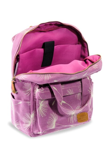 MOCHILA DE LONA ESTAMPADA Rosado