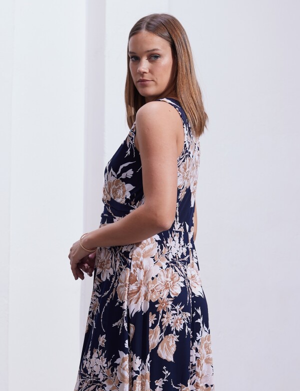Vestido Maxi Keyhole Metal AZUL/MULTI