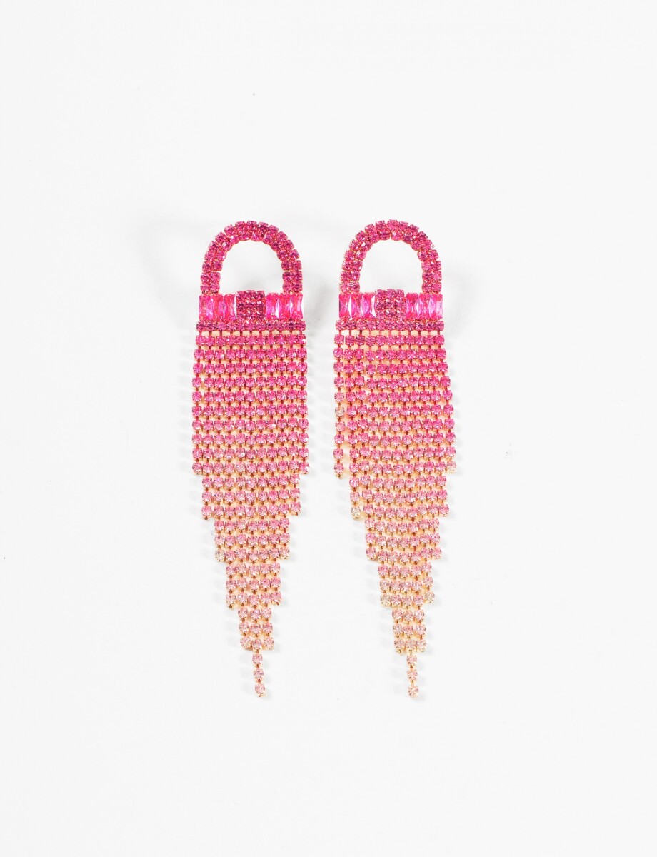 Caravanas strass largas - fucsia 