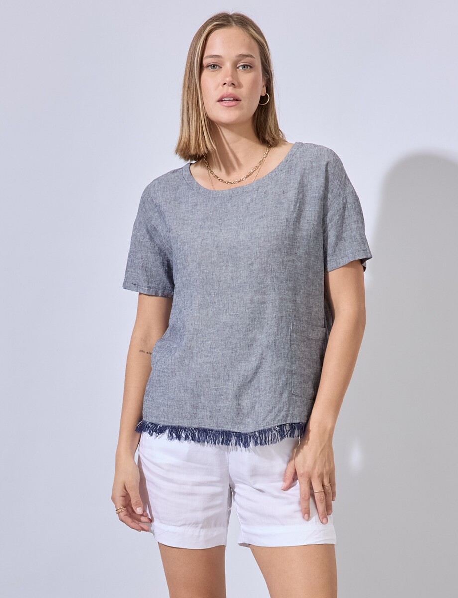 Blusa Lino Flecos - Gris 