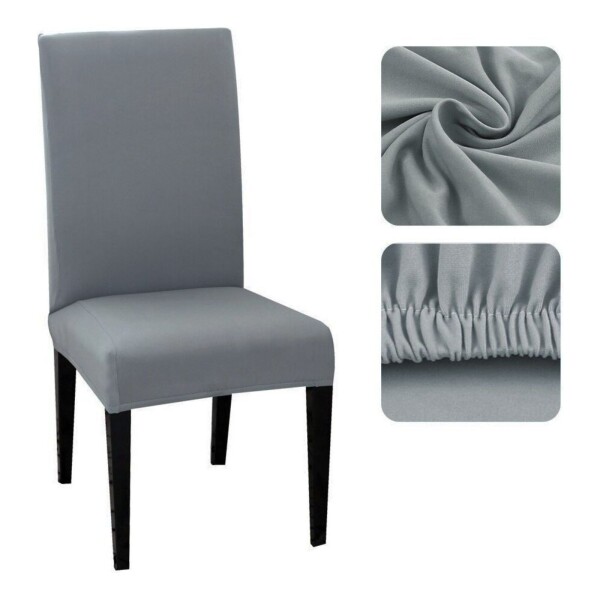 Funda Cubre Sillas Universal Comedor Elastizada Lavable X6 Color Variante Grisoscuro