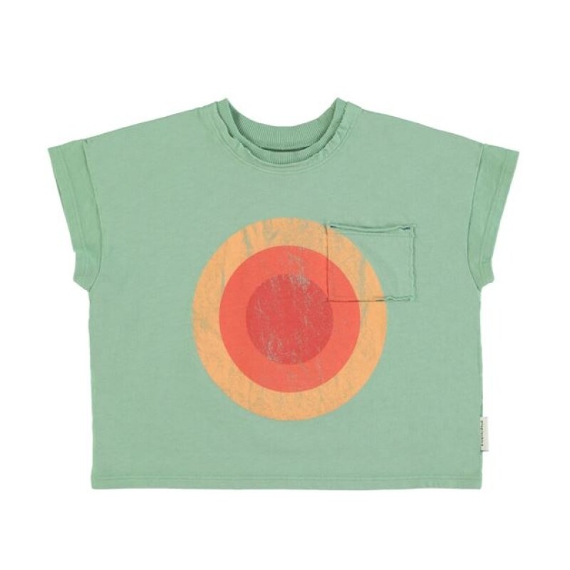 SS24.JRS2422B.k Remera Verde Con Estampado De Círculos Multicolores 4 Años Piupiuchick