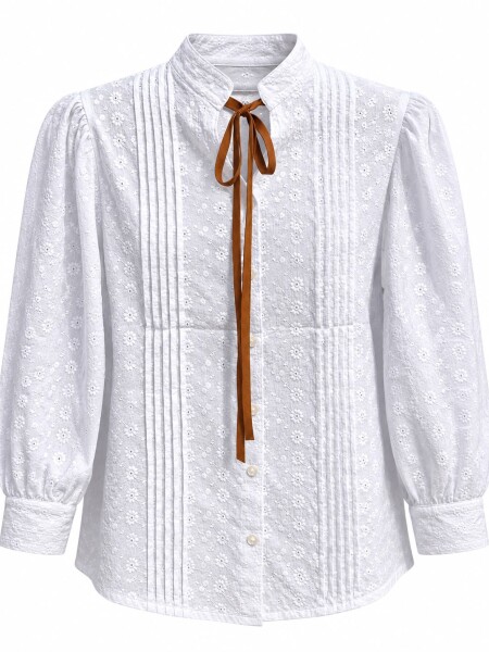 Blusa Broderie Con Lazo Marron