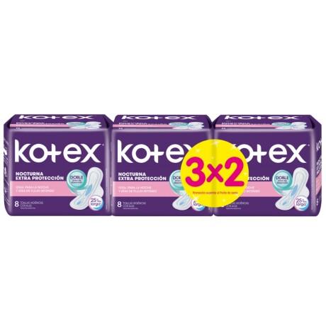 KOTEX TOALLITAS NOCTURNAS CON ALAS 3X2 KOTEX TOALLITAS NOCTURNAS CON ALAS 3X2