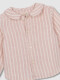 Camisa Cuello Bebe Rayas Rosa Suave