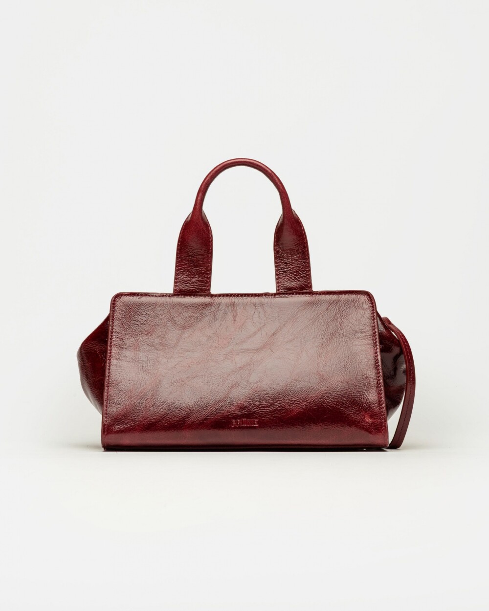 Cartera de mano Mila en cuero arrugado Bordeaux