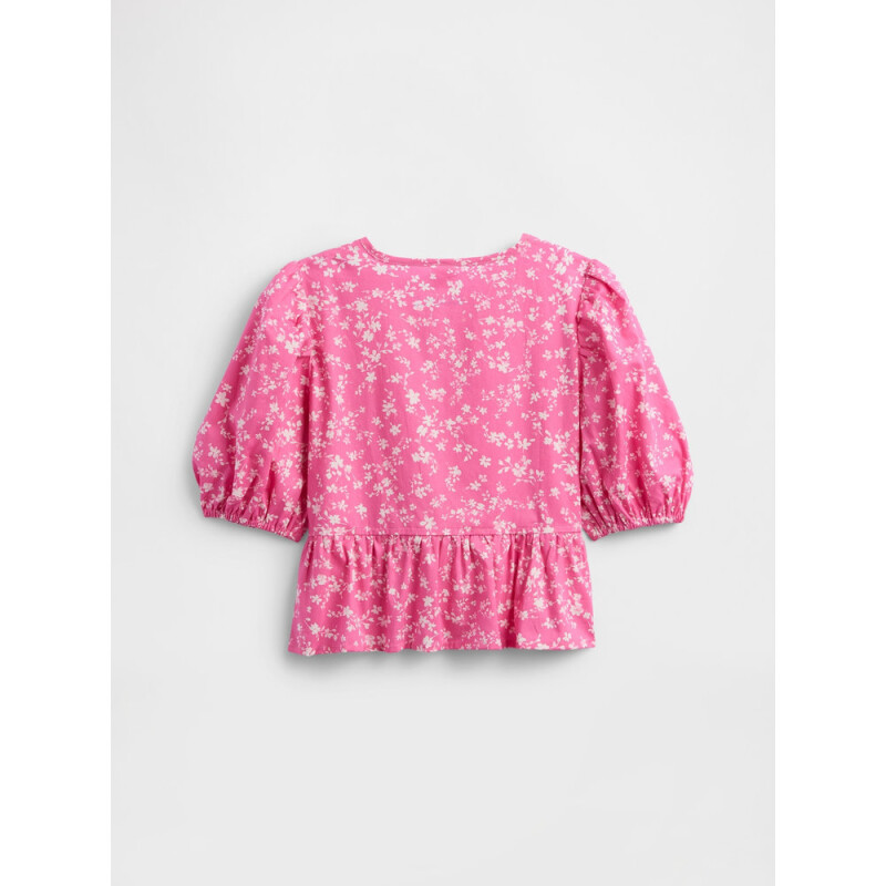 V-W PUFF SLV TOP PINK FLORAL