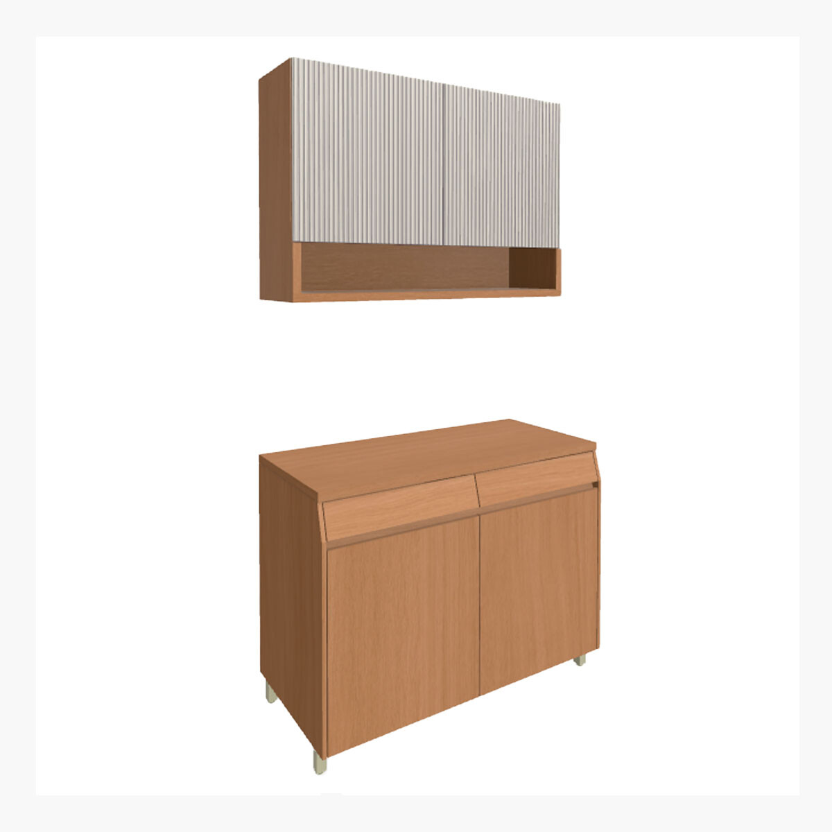 Mobiliario Madera Beige Mate 120 Cm Juego Cocina Modular 