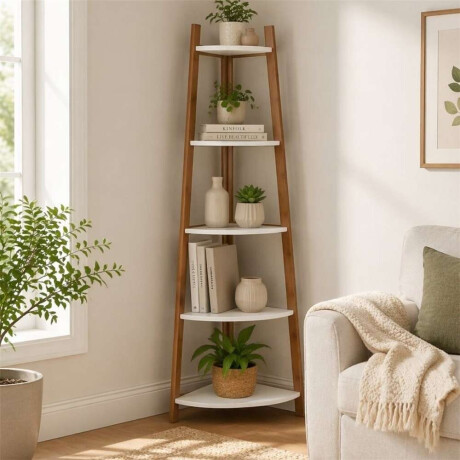 Estanteria Esquinero 37X37X150 Cm Bamboo Blanco