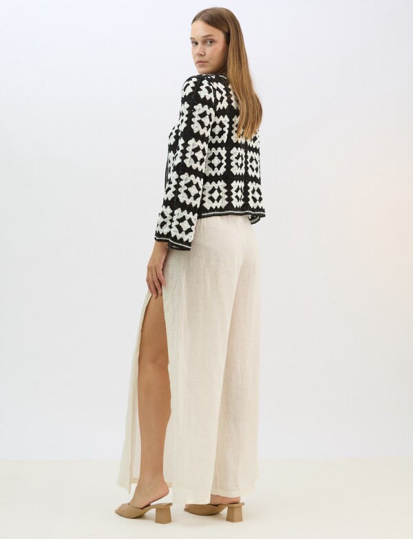 Cardigan Calado Con Lazo NEGRO/BLANCO