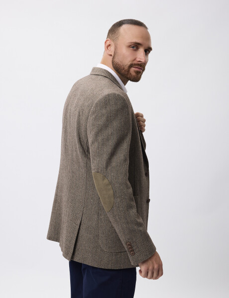 Saco tweed con coderas marron