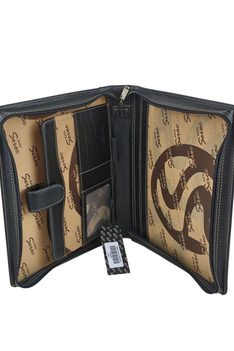 Dosier Mediano Profesional en cuero genuino Negro