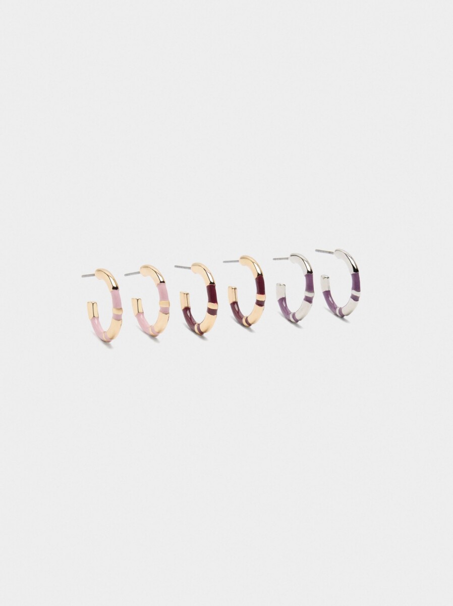 Set De Aros Con Esmalte - multicolor 
