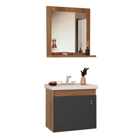 Mueble Baño Arte Dalva Madera 46x44.8 Cm Con bacha Nogal/ grafito Mueble Baño Arte Dalva Madera 46x44.8 Cm Con Bacha Nogal/ Grafito