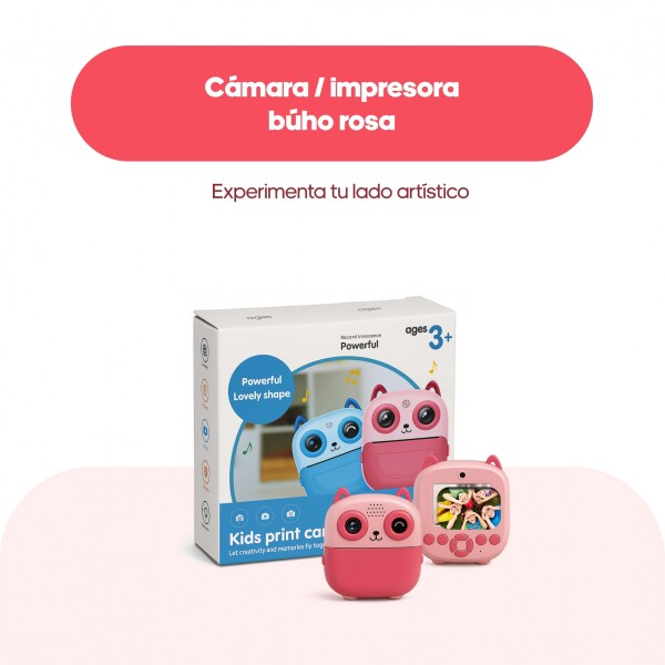 Camara De Fotos Buho Infantil Impresion Instantanea Polaroid Variante Color Rosa