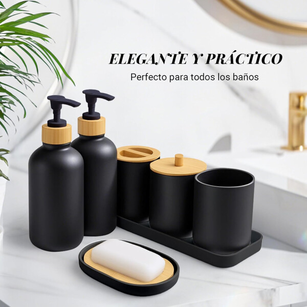 Set De Baño Accesorios Juego De 7 Piezas Dispenser Jabonera IMBACK Color Negro Set De Baño Accesorios Juego De 7 Piezas Dispenser Jabonera IMBACK Color Negro
