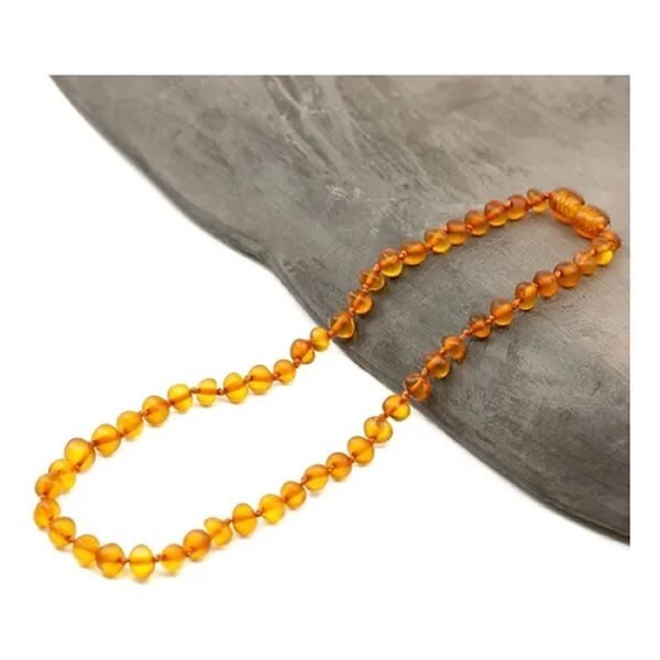 Collar ambar piedra redonda amarillo