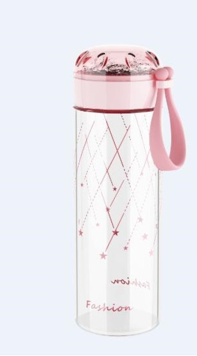 Botella vidrio Tapa Glitter - Rosa 