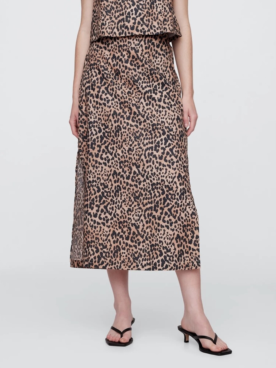 Pollera De Lino Leopardo Mujer - Leopard 