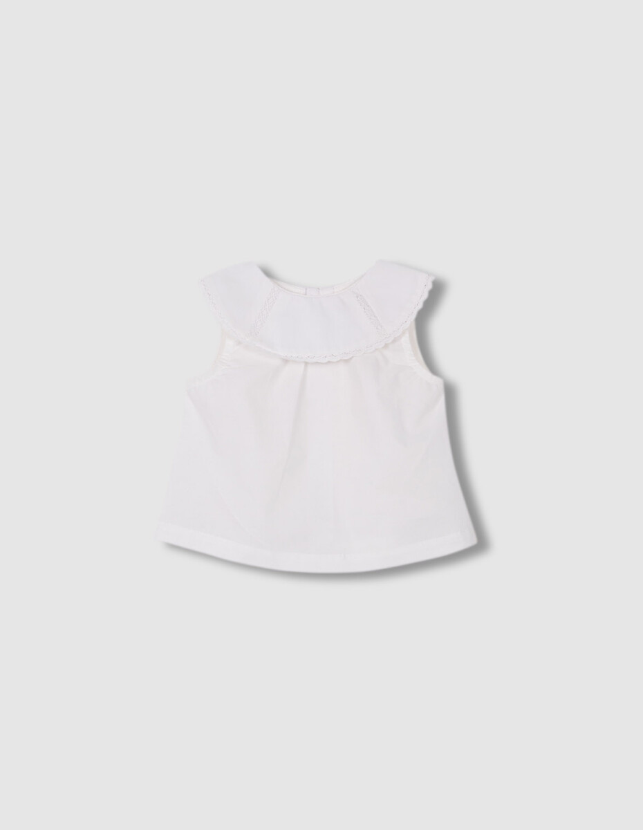 Blusa Blanco Roto Con Cuello - Blanco 