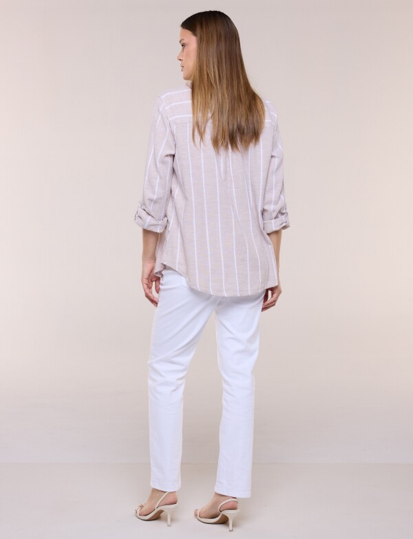 Camisa Lino BEIGE/MULTI