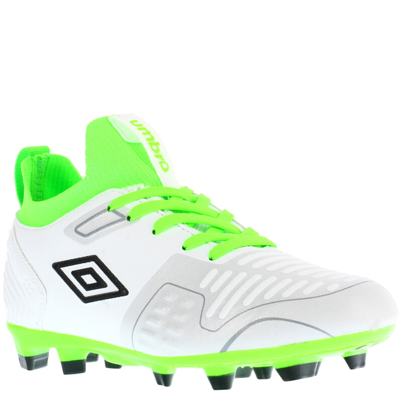 Championes de Niños Umbro Fútbol 11 Flash HG Blanco - Verde Fluo - Negro