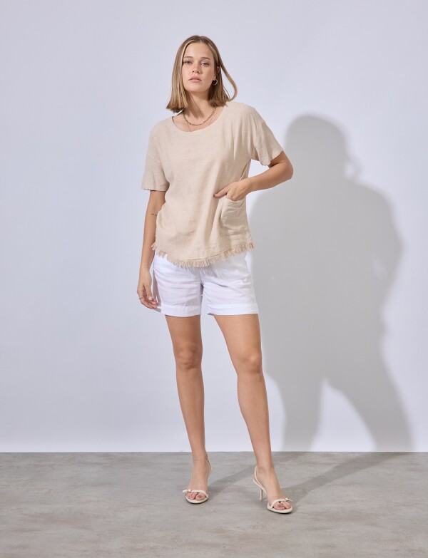 Blusa Lino Flecos BEIGE