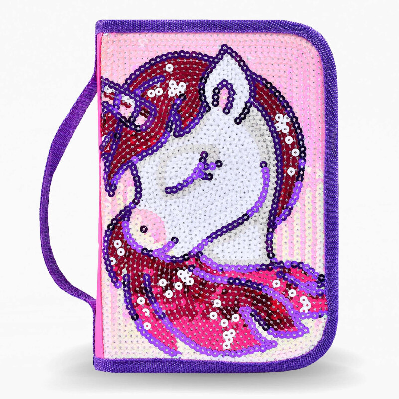 Cartuchera Footy Unicornio Relieve Rosado - Negro