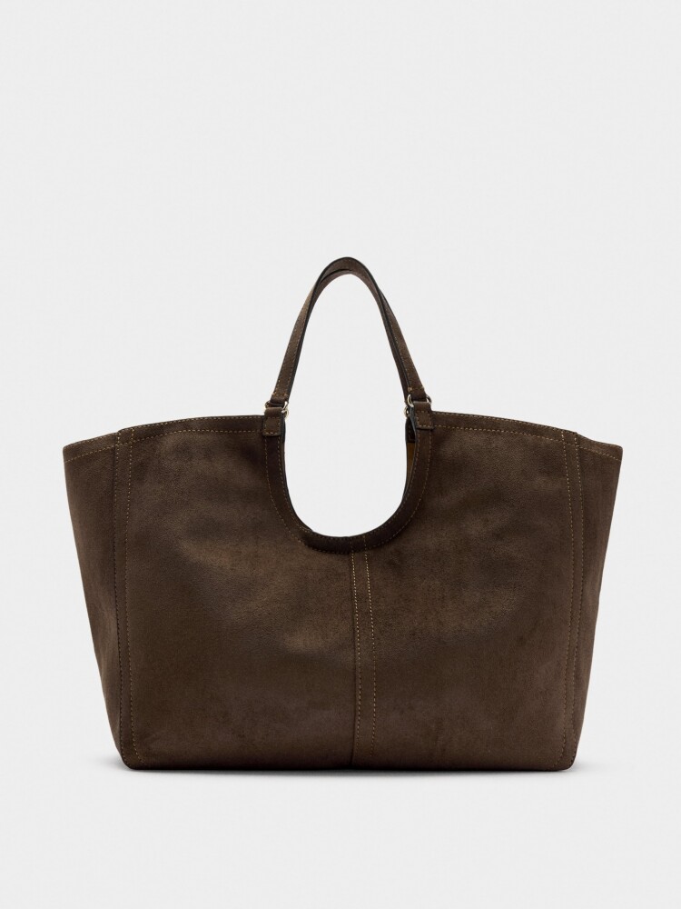 Bolso Shopper Efecto Piel Con Bolsa marron