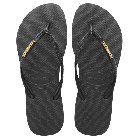 Sandalias de Mujer Havaianas Slim Logo Metallic Negro - Dorado