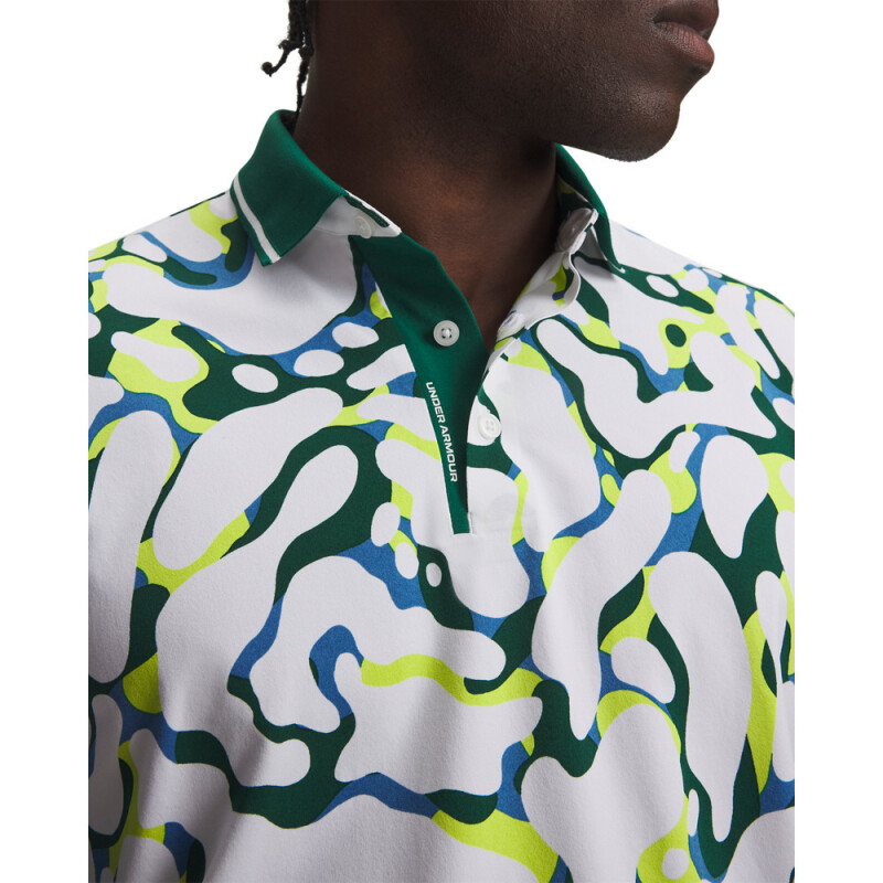 UA ArmourDry Print Rib Polo-WHT WHT-101