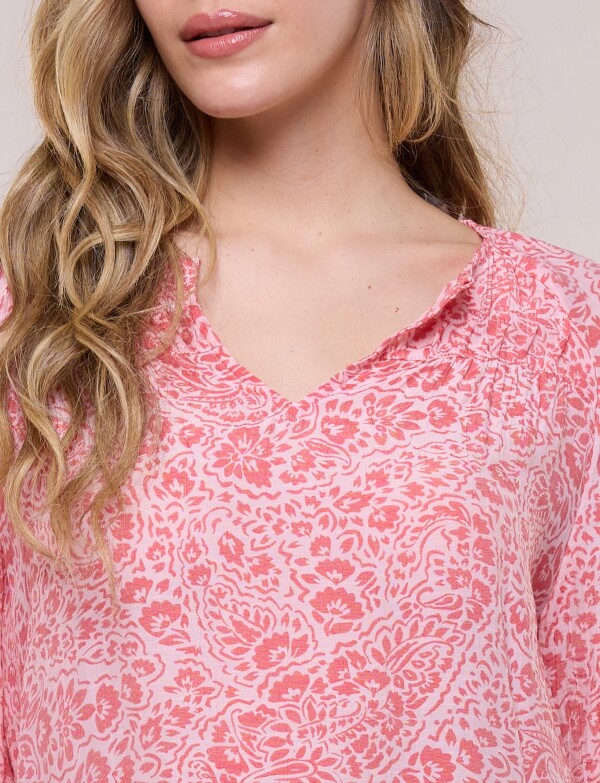 Blusa Con Detalles De Puntilla ROSA/MULTI