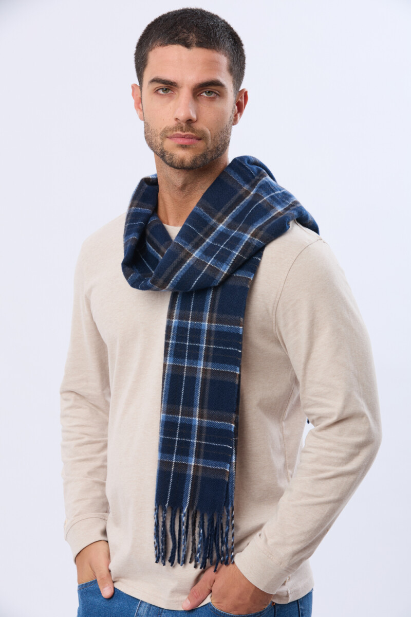 BUFANDA TEJIDA A CUADROS - Denim 
