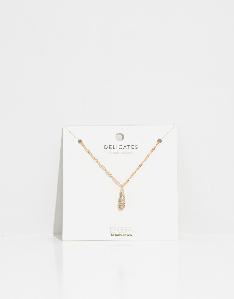 Cadena Corta con Dije Strass Collar Con Dije De Gota - Dorado