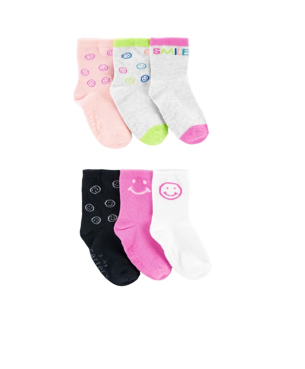 Set Medias Carters x6 Caritas Smile Rosa 
